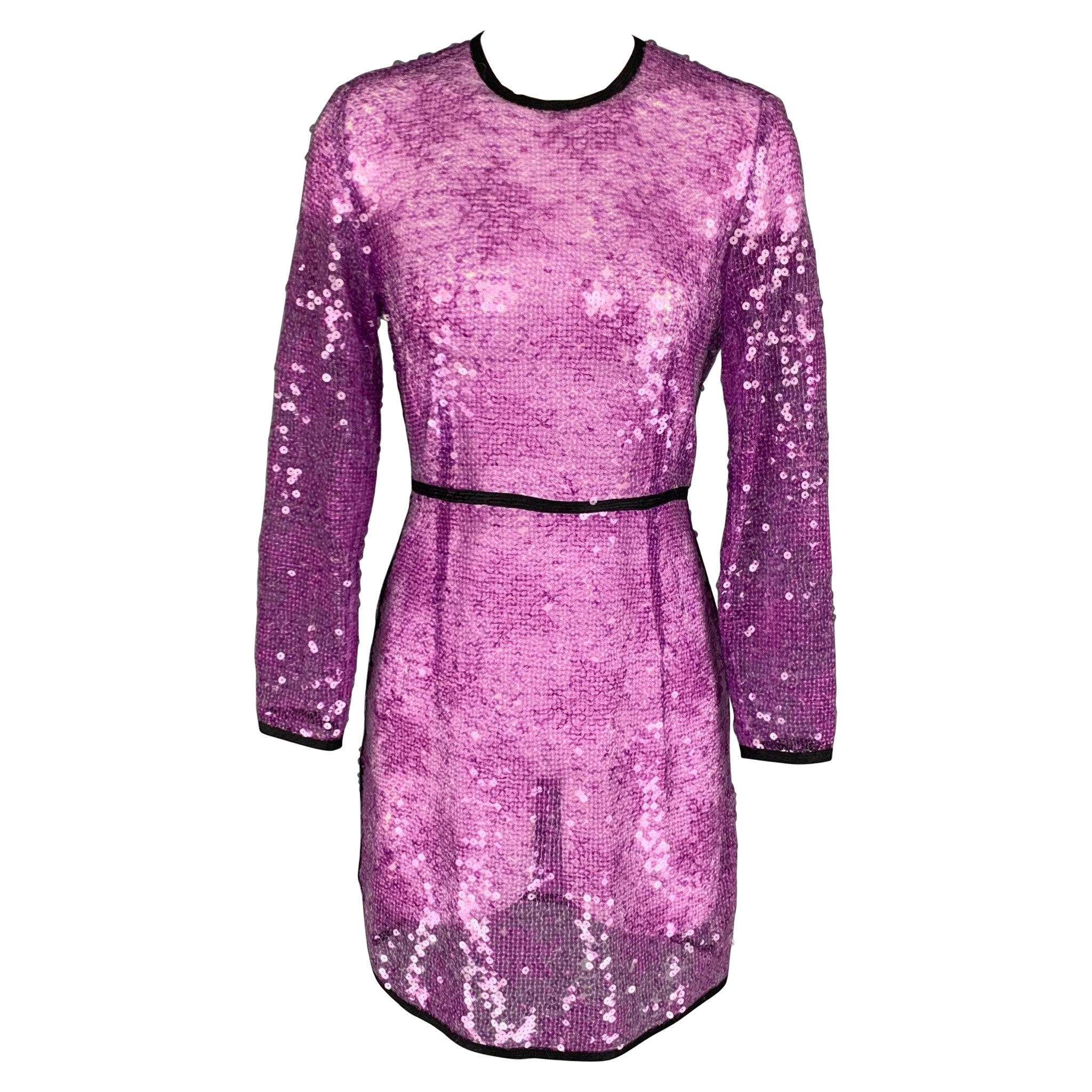 MARC JACOBS Size 4 Purple Black Sequined Shift Dress For Sale