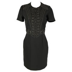 GIVENCHY Size 4 Black Gunmetal Polyester Short Sleeve Dress
