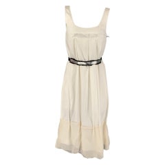 VERA WANG Size 2 White Cotton Silk Mixed Fabrics Pleated Dress