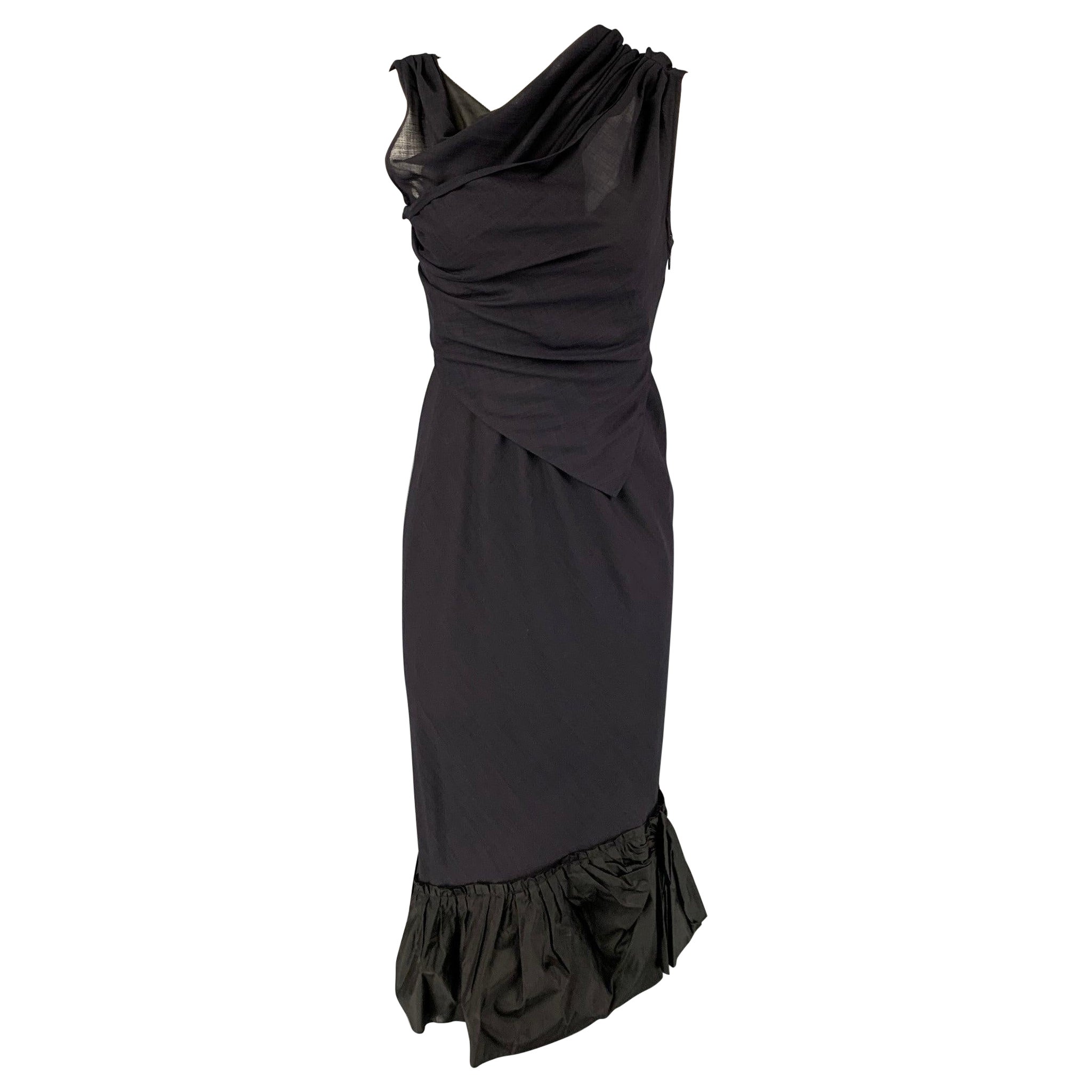 VERA WANG Size 4 Navy Wool Polyester Sleeveless Dress For Sale