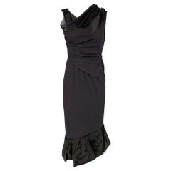 Used VERA WANG Size 4 Navy Wool Polyester Sleeveless Dress