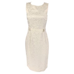DOLCE & GABBANA Size 4 White Cotton Floral Viscose Rhinestone Sleeveless Dress