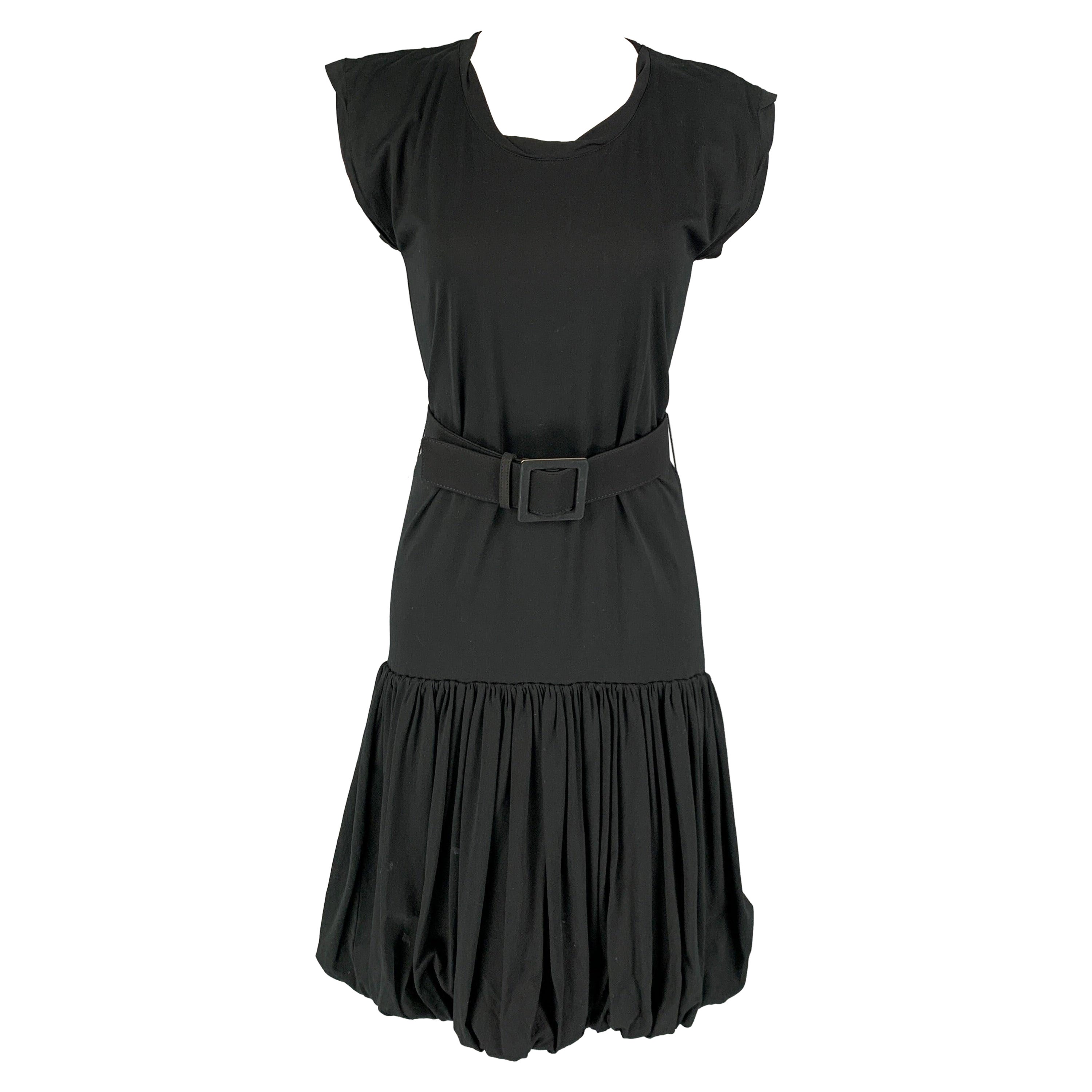 YVES SAINT LAURENT Size S Black Cotton Bubble Hem Dress For Sale