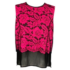 SANDRO Size M Black Pink Polyamide Mixed Fabrics Sleeveless Dress Top