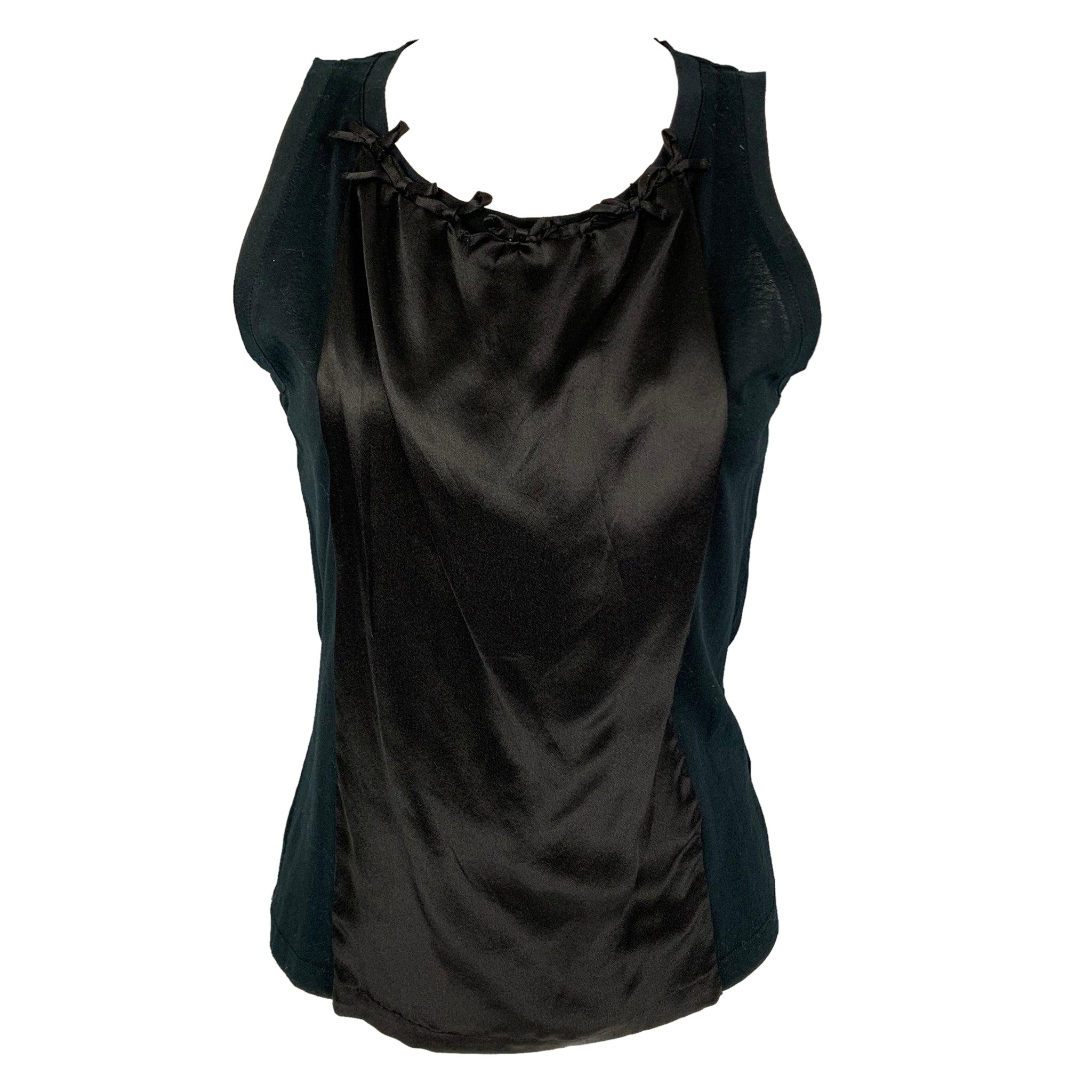 YVES SAINT LAURENT Size S Black Cotton Camisole Top For Sale