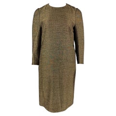 Used DRIES VAN NOTEN Size 10 Gold Wool Viscose Sheath Dress