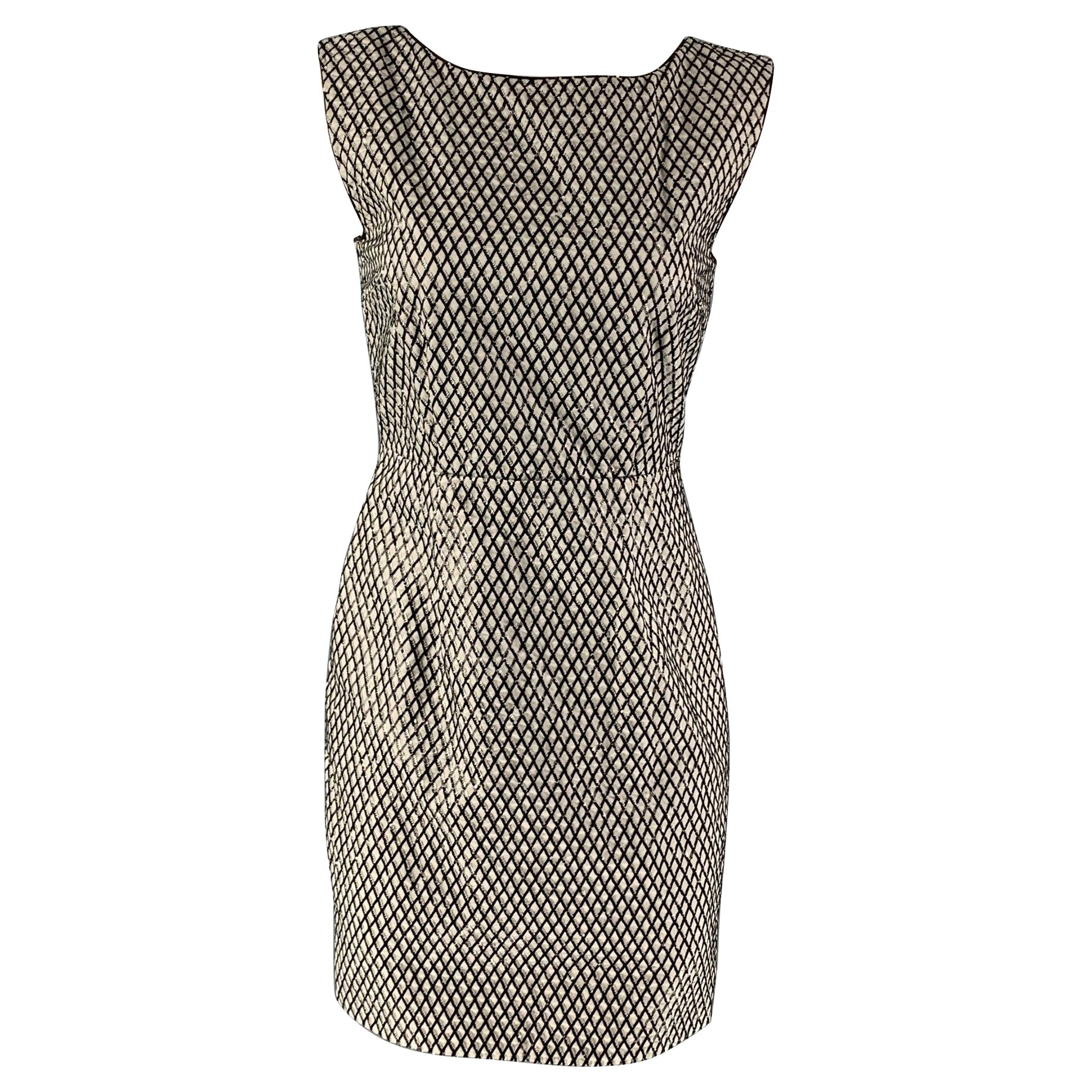 MARC JACOBS Size 0 Silver Grey Silk Sequined Shift Dress For Sale