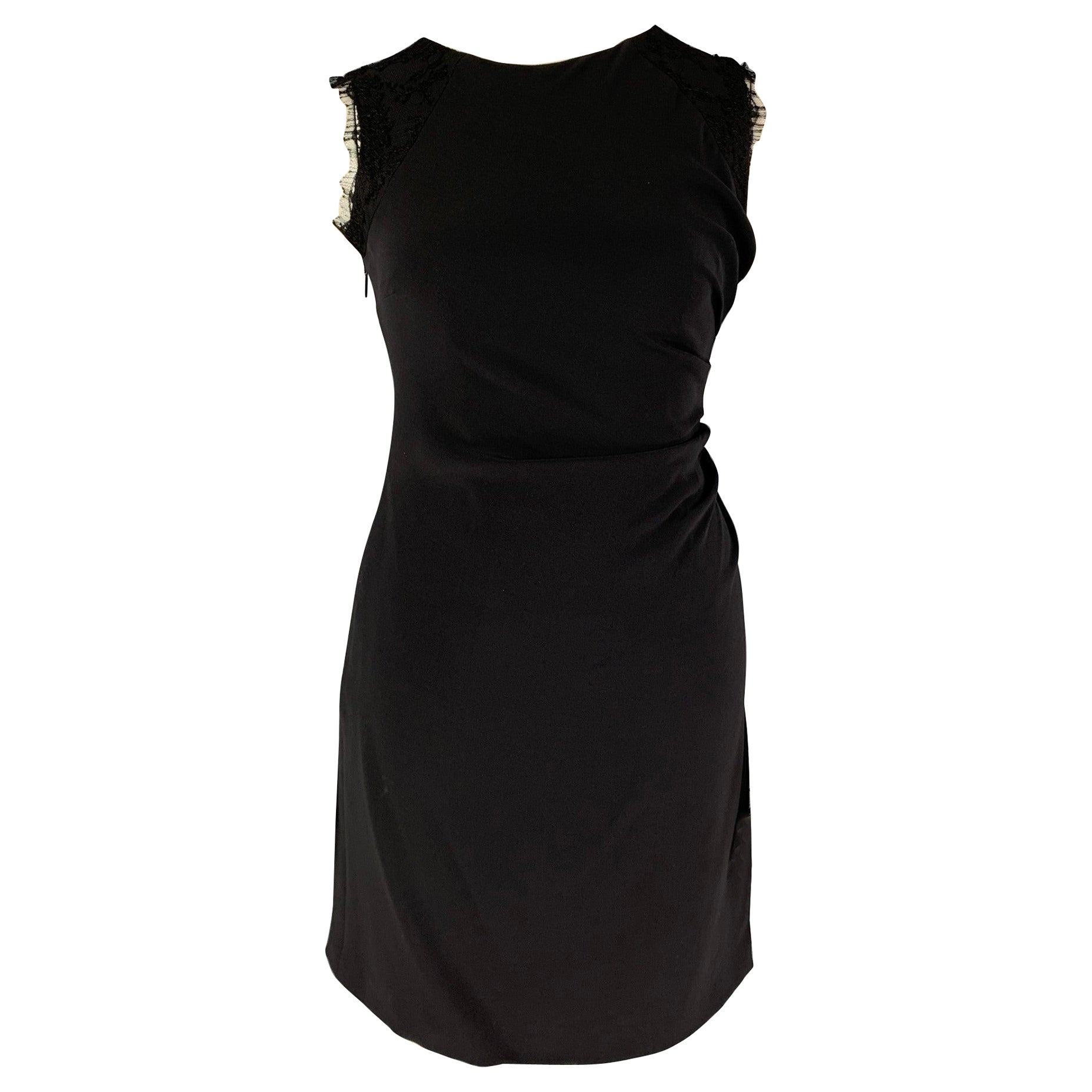 MONIQUE LHUILLIER Size 10 Black Viscose Polyester Shift Dress For Sale