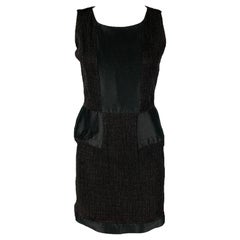 OSCAR DE LA RENTA SS 11 Size 10 Black Cotton Silk Textured Sheath Dress