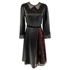 MARC JACOBS Schwarzes A-Linien-Kleid aus massiver Seide, Größe 4