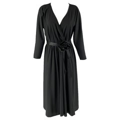 MARC JACOBS Size 4 Black Polyester Solid Belted Dress