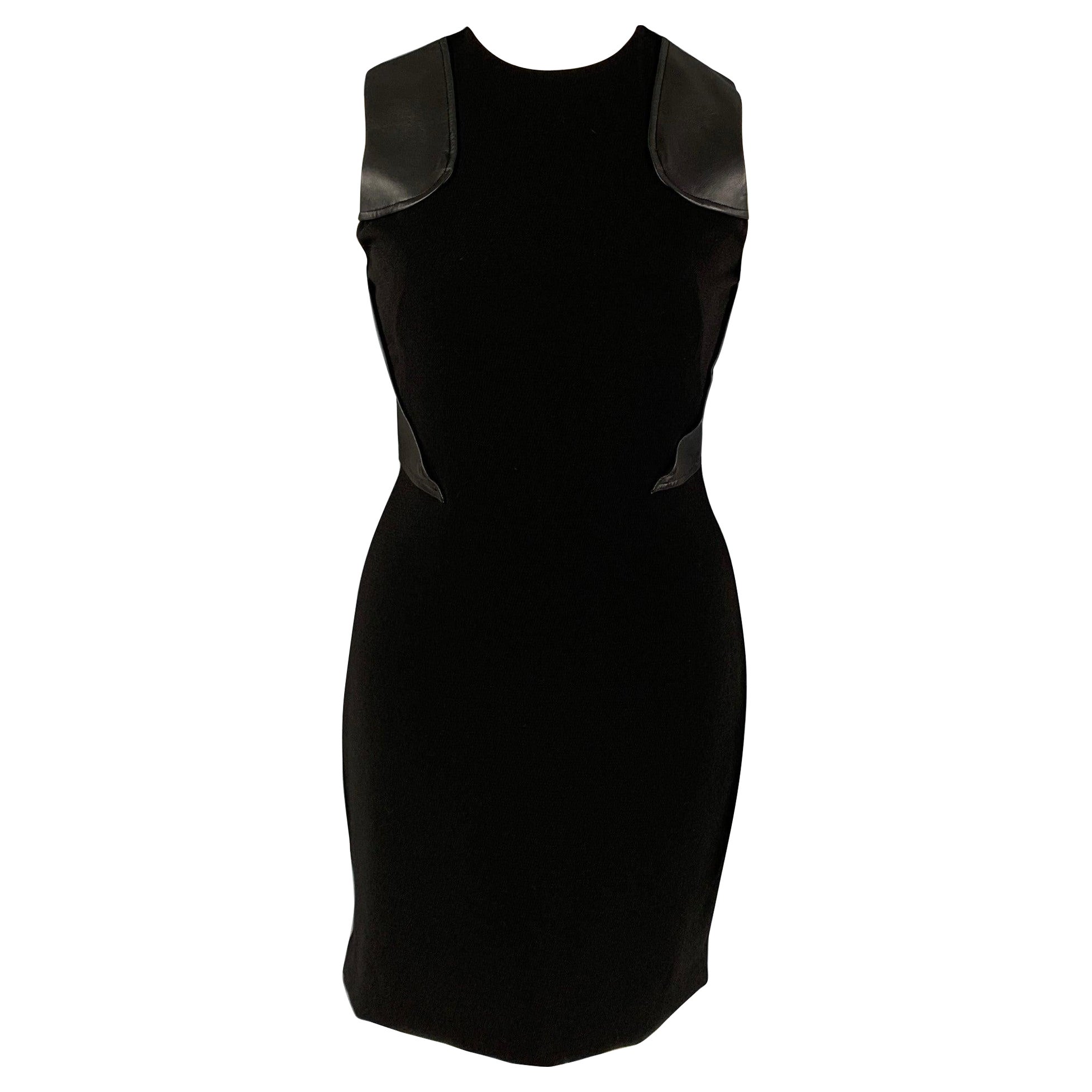 PRABAL GURUNG Size 10 Black Polyester Lambskin Sheath Dress For Sale