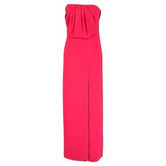 HALSTON HERITAGE Size 0 Pink Polyester Side Slit Strapless Dress