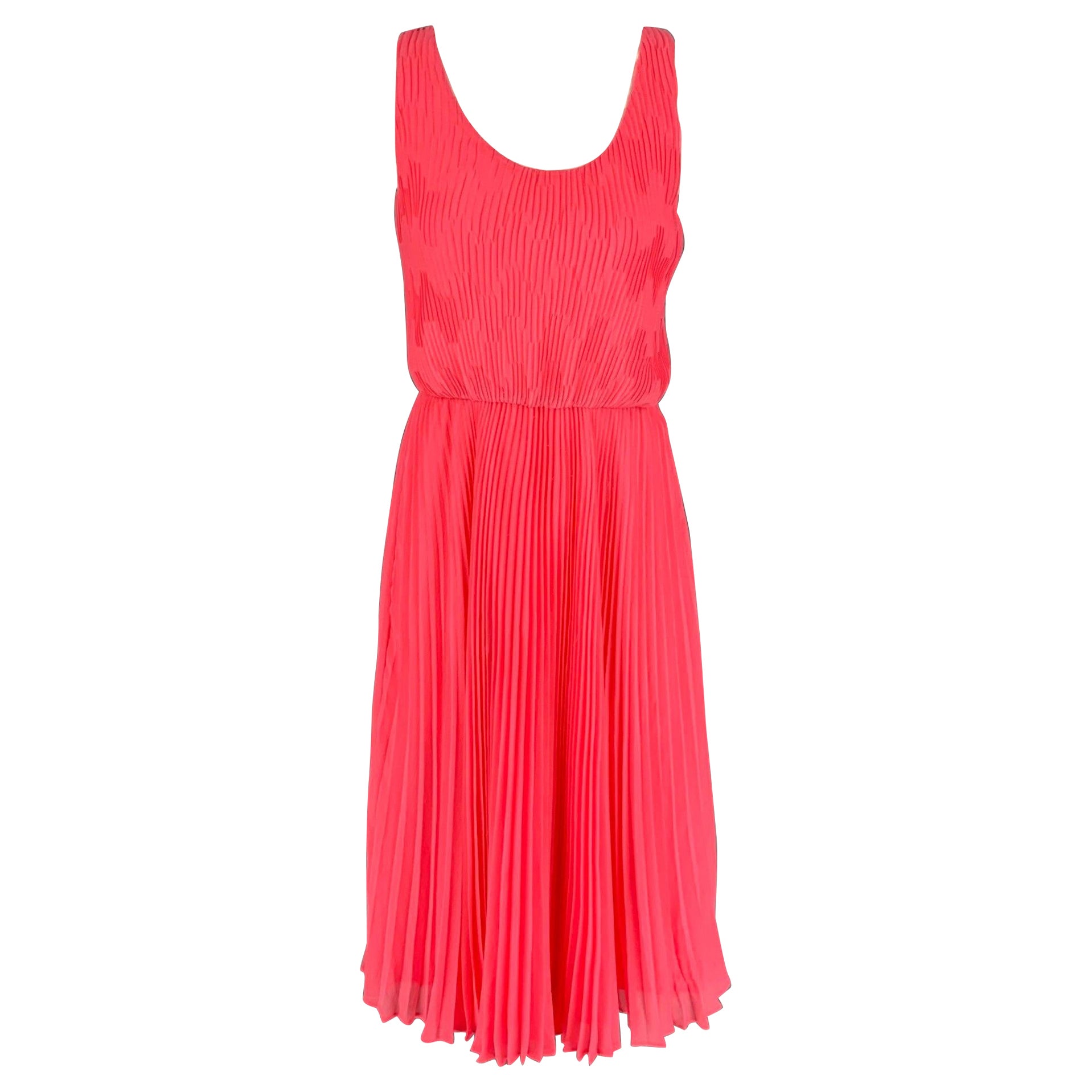 ALICE + OLIVIA Size 6 Pink Polyester Lurex Pleated Dress