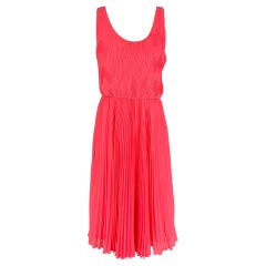 ALICE + OLIVIA Size 6 Pink Polyester Lurex Pleated Dress