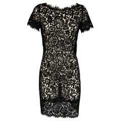 RALPH LAUREN Black Label Size 10 Cotton Blend See Through Short Sleeve Dress