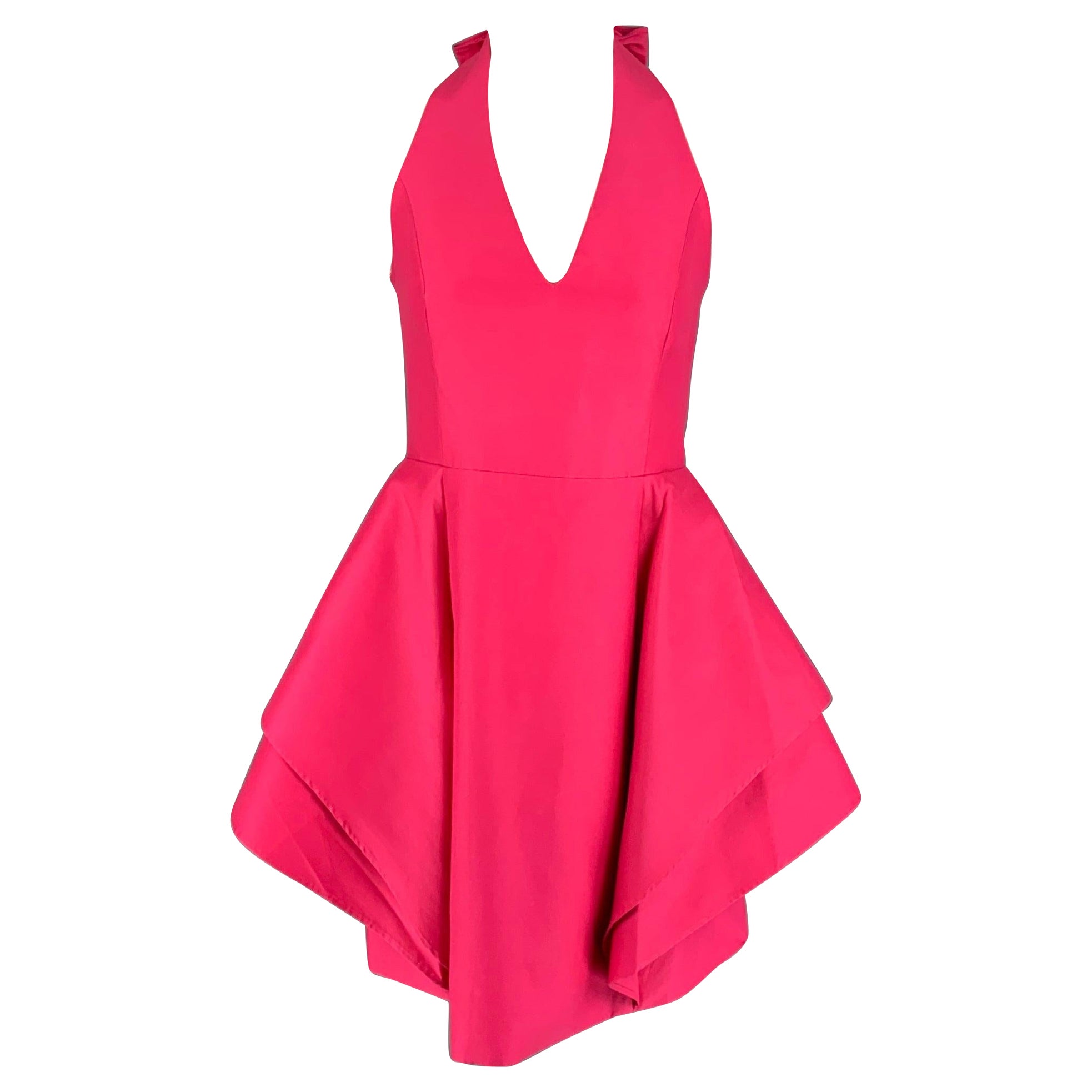HALSTON HERITAGE Size 10 Pink Cotton Silk Sleeveless Dress For Sale