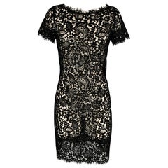 Ralph Lauren Black Label Taille 4 Robe à manches courtes en coton noir transparente