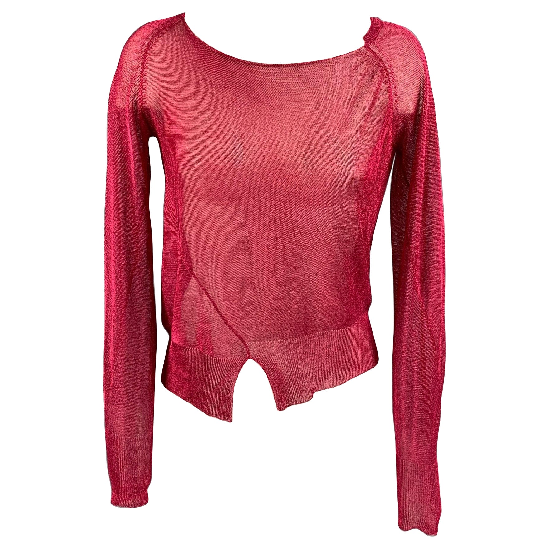 THE ROW Size XS Red Viscose Blend Metallic Giro Vented Top For Sale