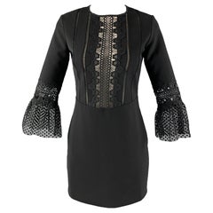 SELF-PORTRAIT Größe 4 Schwarzes Kleid mit Ösen aus Polyestermischung in A-Linie
