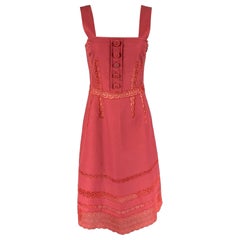 MARC JACOBS Size 6 Raspberry Cotton Eyelet A-Line Dress