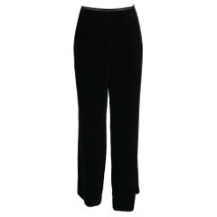 ARMANI COLLEZIONI Pantalones de vestir de pierna ancha de seda de viscosa negra talla 8