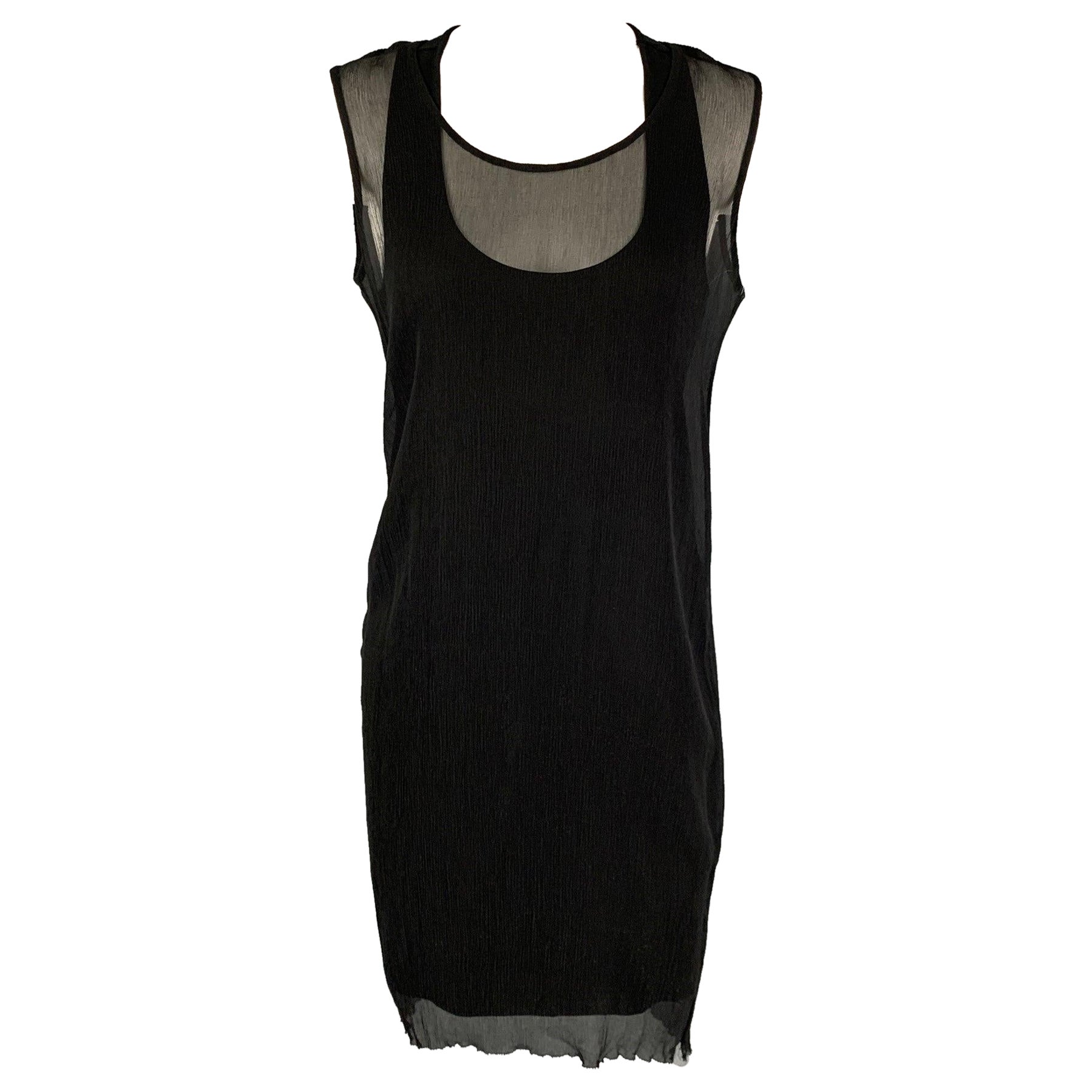 PORTS 1961 Größe 4 Schwarzes, geknittertes, doppellagiges Kleid aus Viskose im Angebot