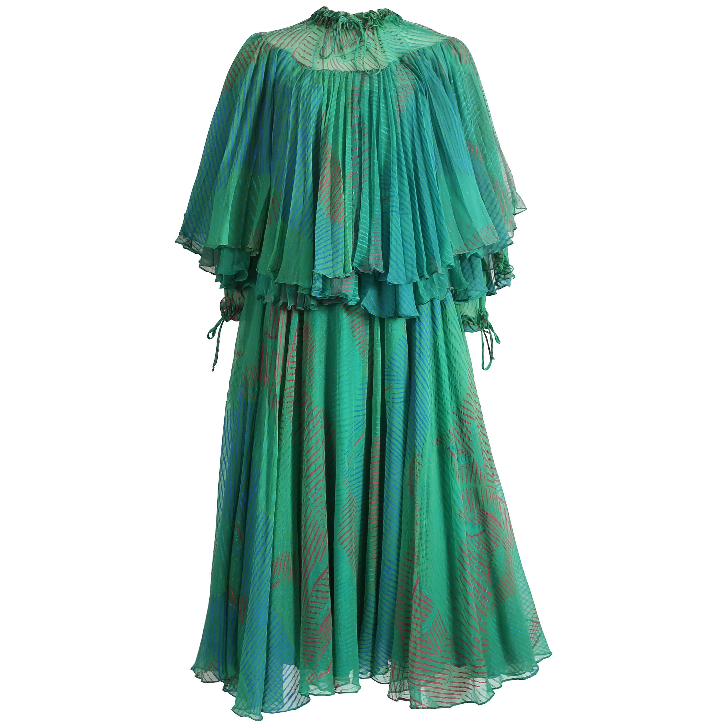 Ossie Clark Celia Birtwell couture silk chiffon screen-print dress, circa 1976