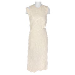JIL SANDER Size 2 White Viscose Textured Cutout Dress