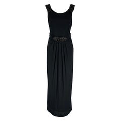 LA PERLA Langes Kleid aus schwarzem Viskose- Nylon mit Verzierungen, Größe 8