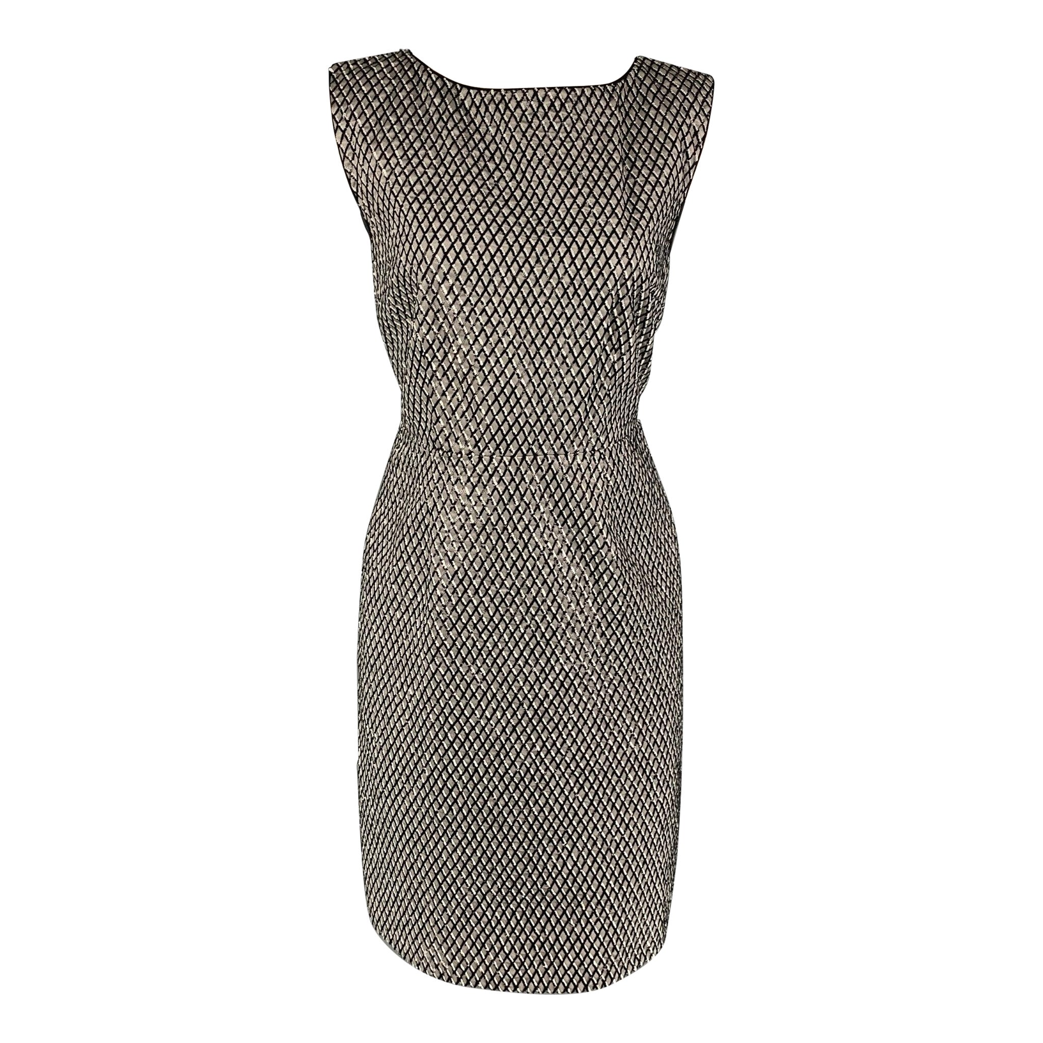 MARC JACOBS Size 4 Gray Black Silk Sequined Shift Dress For Sale