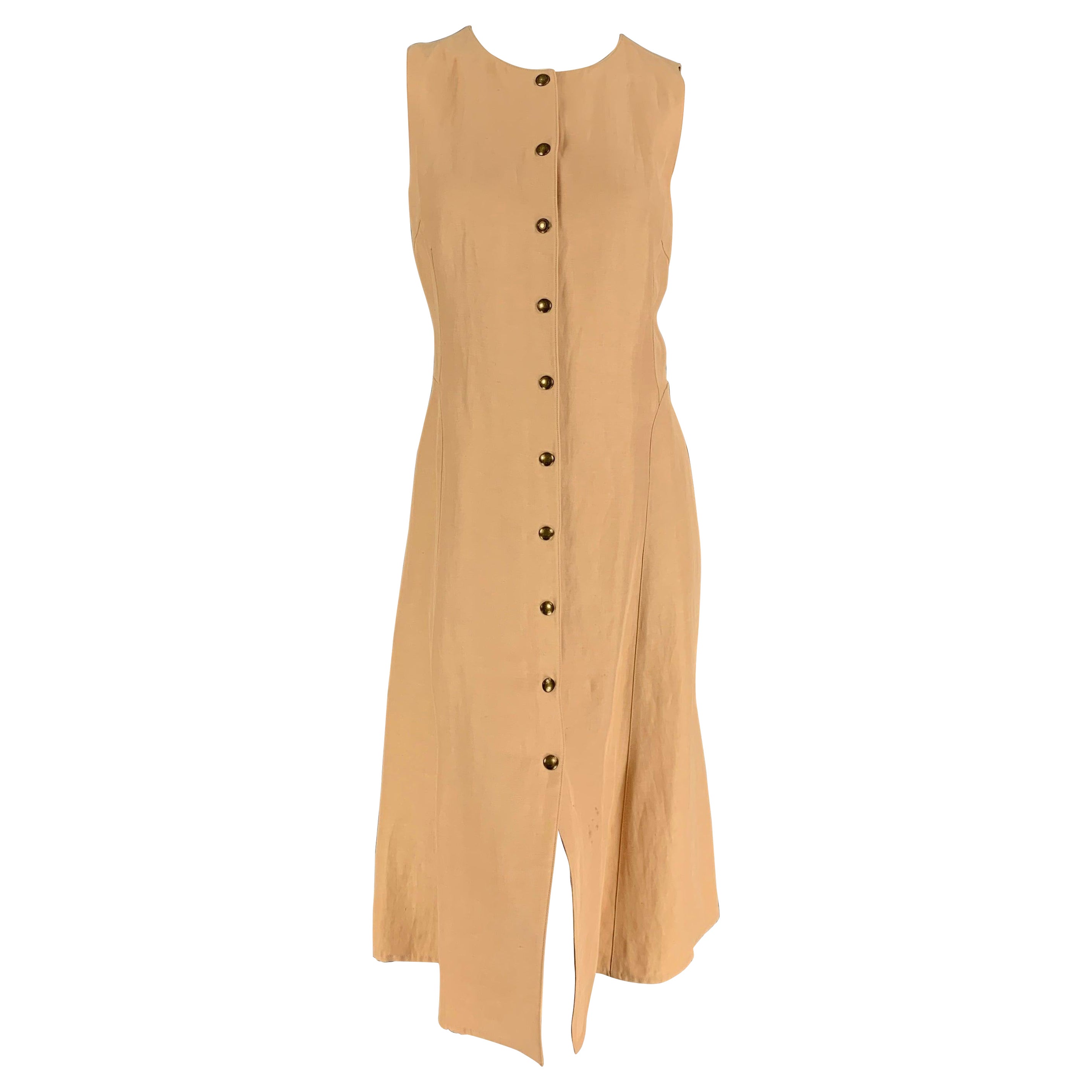 RALPH LAUREN Collection Size 8 Beige Acetate Blend Snaps Dress For Sale