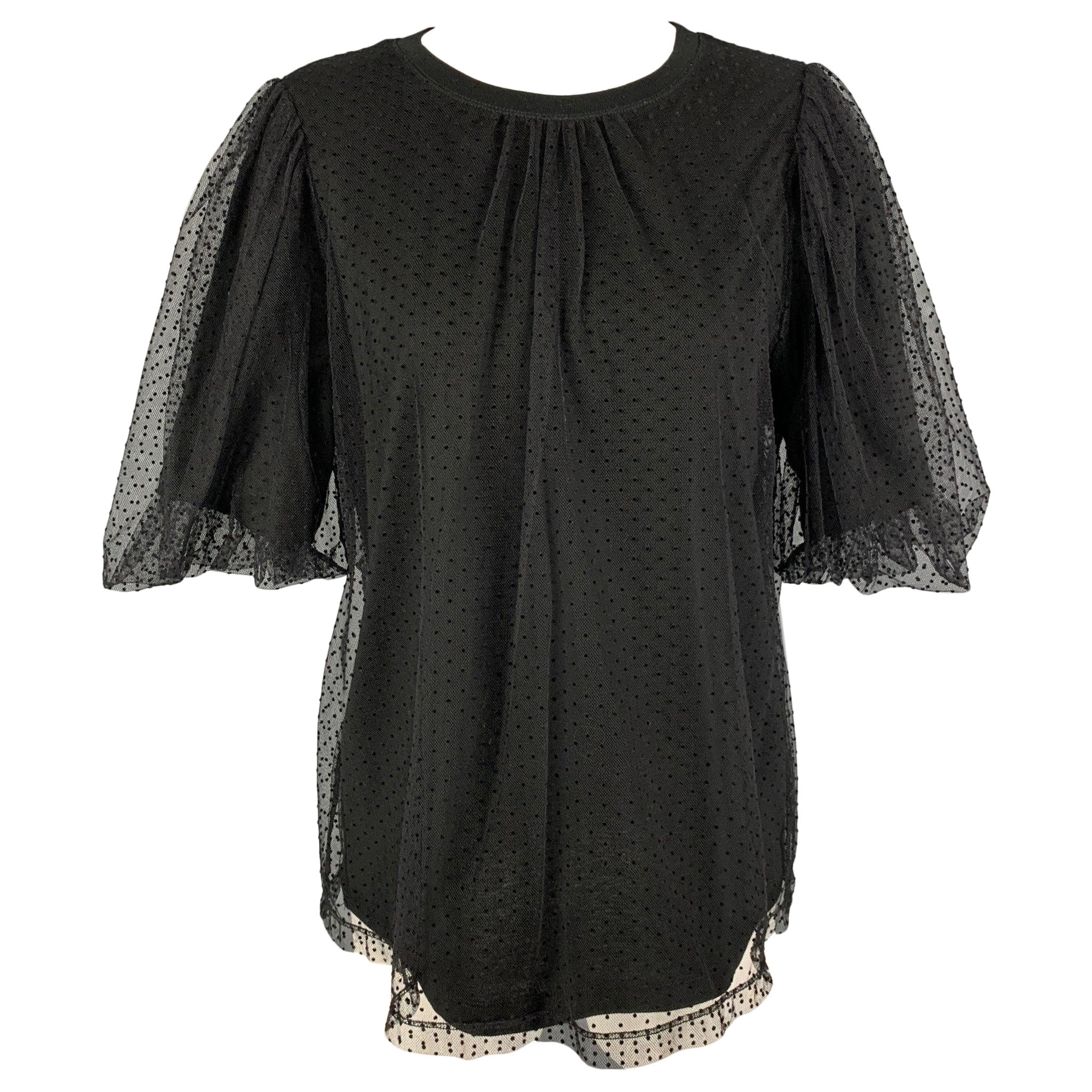 MARC JACOBS Size 4 Black Cotton Dots Layered Dress Top For Sale