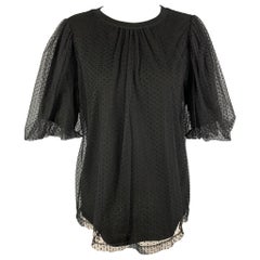 MARC JACOBS Taille 4 Robe en coton noir à pois Top superposé