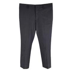 PRADA Size 34 Navy Virgin Wool Flat Front Dress Pants