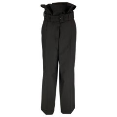 DRIES VAN NOTEN Size 8 Black Wool High Waisted Dress Pants