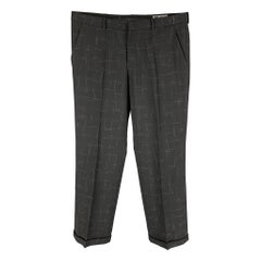 Gianni Versace - Pantalon en laine imprimé noir, vintage, taille 36