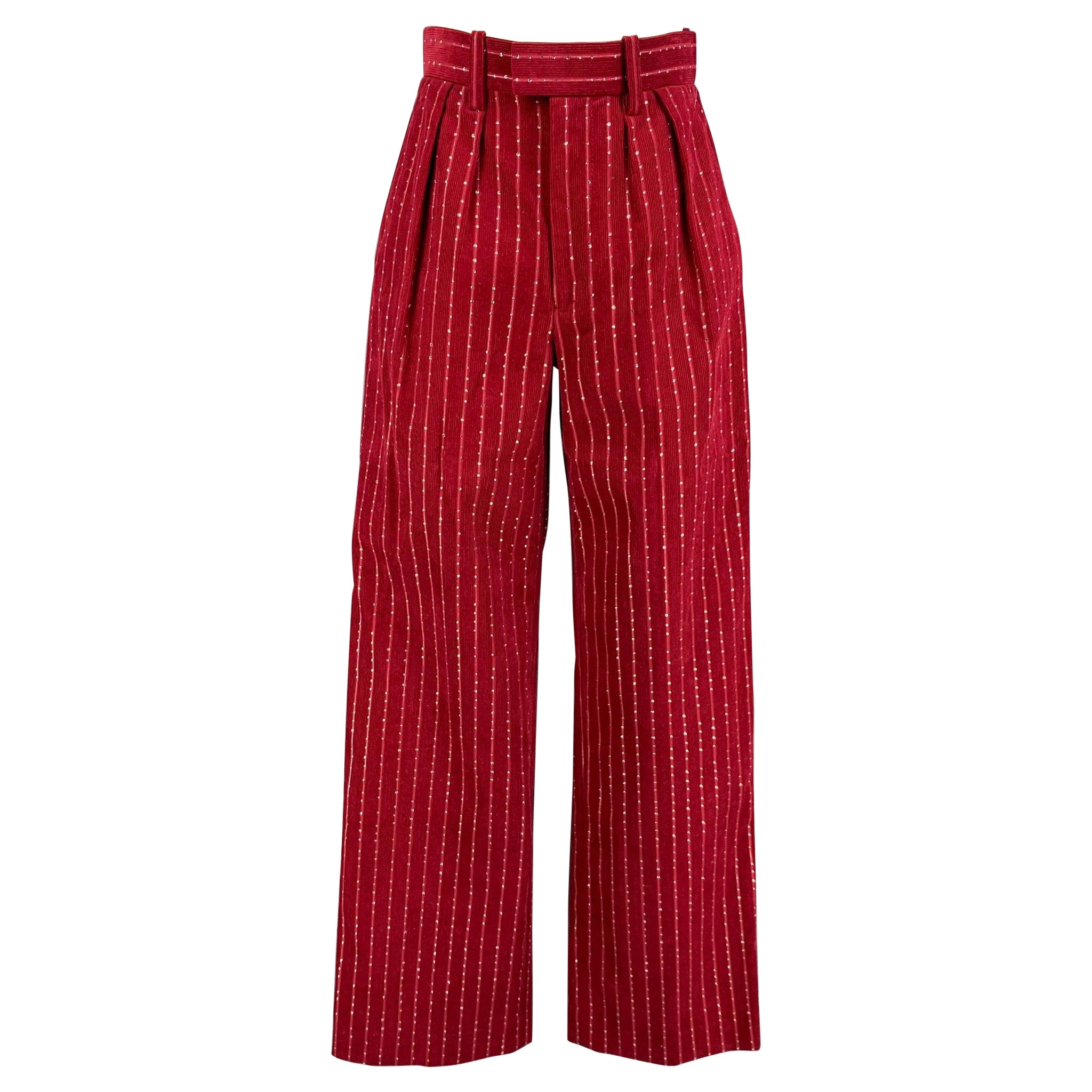 MARC JACOBS RUNway printemps 2020 - Pantalon de robe à jambes larges en velours côtelé, lurex et lurex en vente