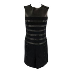Jean-Paul Gaultier - Robe droite noire en laine mélangée et matériaux mixtes, taille 6