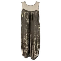 BURBERRY PRORSUM Size 4 Gunmetal Silk Blend Metallic Shift Dress