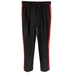 The Kooples Taille 31 Pantalon de smoking en laine noir et rouge