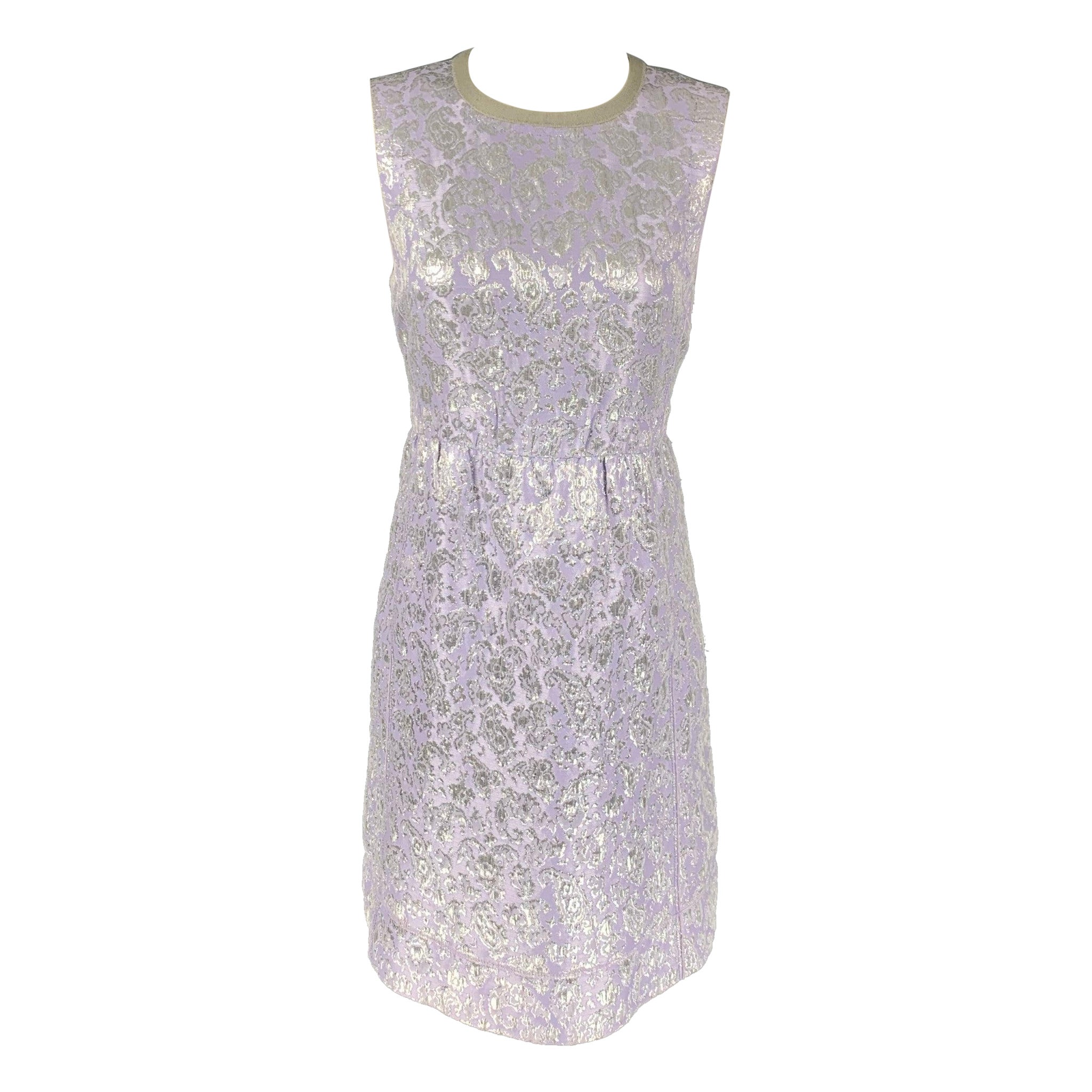 MARC JACOBS Size 6 Lavender & Silver Acetate Blend Jacquard Sheath Dress For Sale