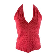 RALPH LAUREN Size L Pink Gold Cashmere Cable Knit Dress Top