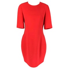 Used CHRISTIAN DIOR Size 8 Red Silk / Wool Knee-Length A-line Dress