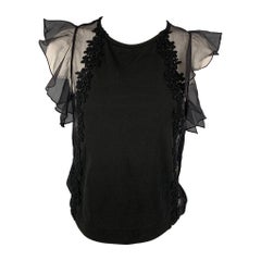 GIAMBATTISTA VALLI Size XXS Black Cotton / Silk Lace Trim Sleeveless Dress Top