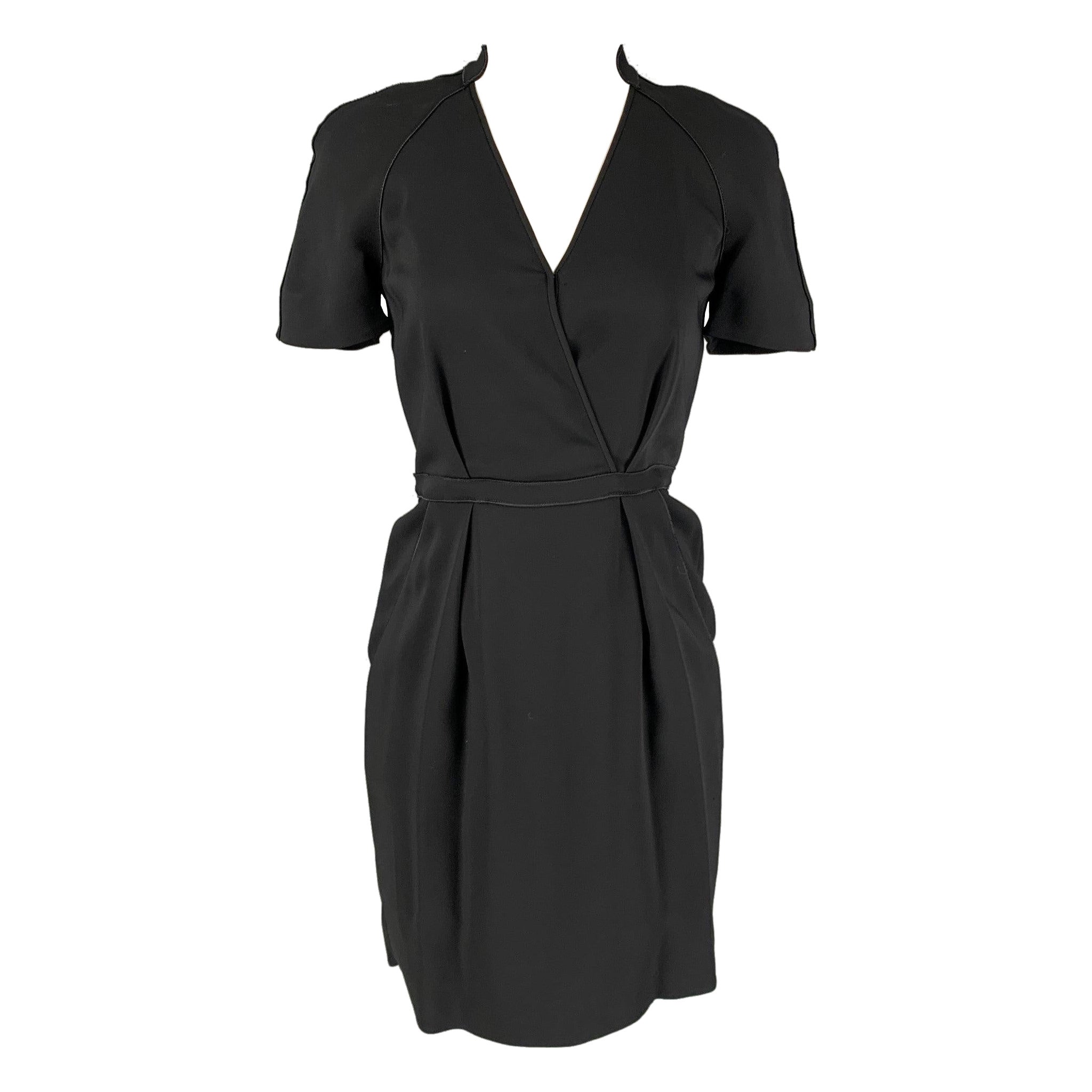 STELLA McCARTNEY Size 2 Black Viscose Pleated V-Neck Dress For Sale