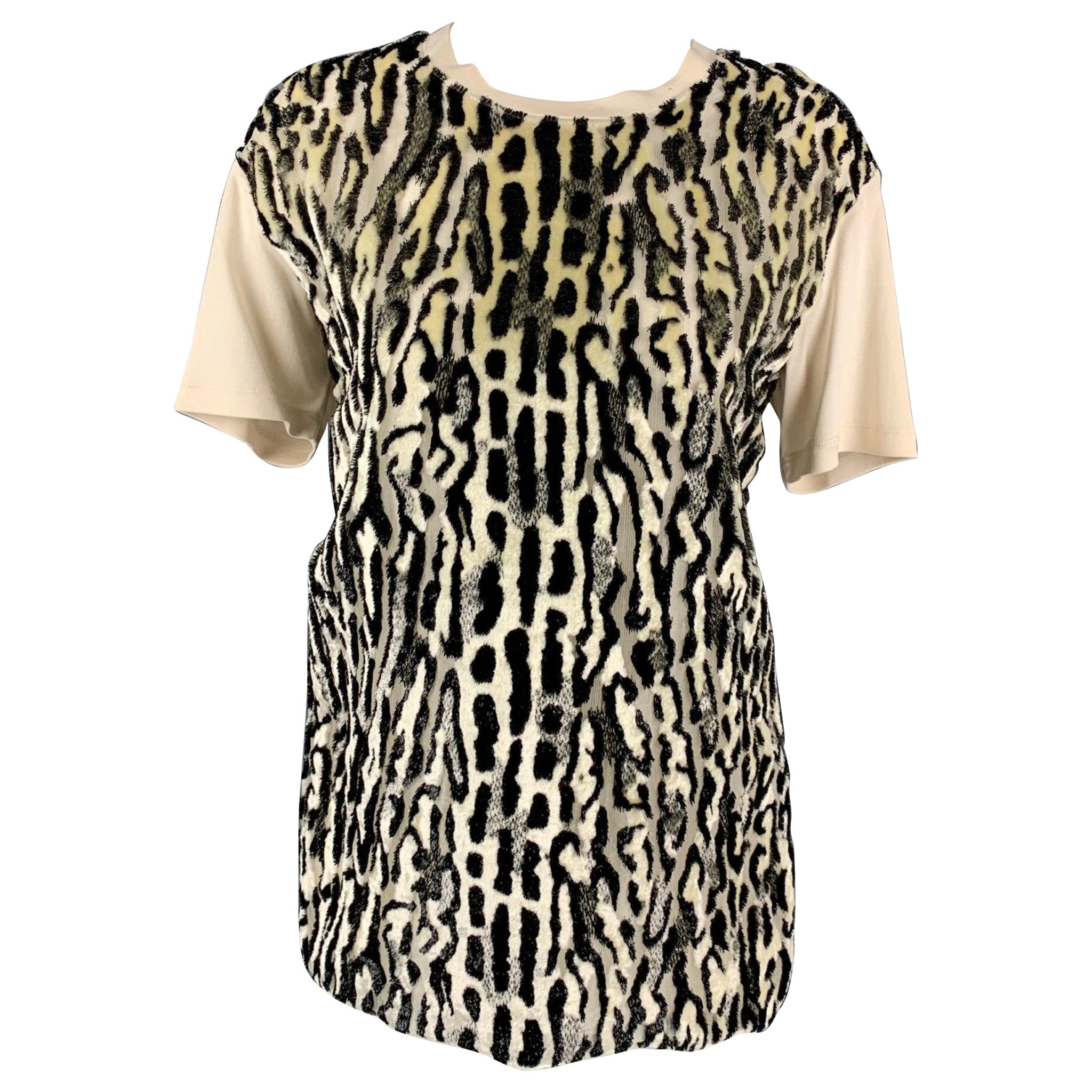 GIAMBATTISTA VALLI Size XS Black & White Silk Animal Print Dress Top en vente