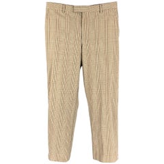 PAUL SMITH Größe 36 Taupe & Brown Plaid Cotton Flat Front Dress Pants