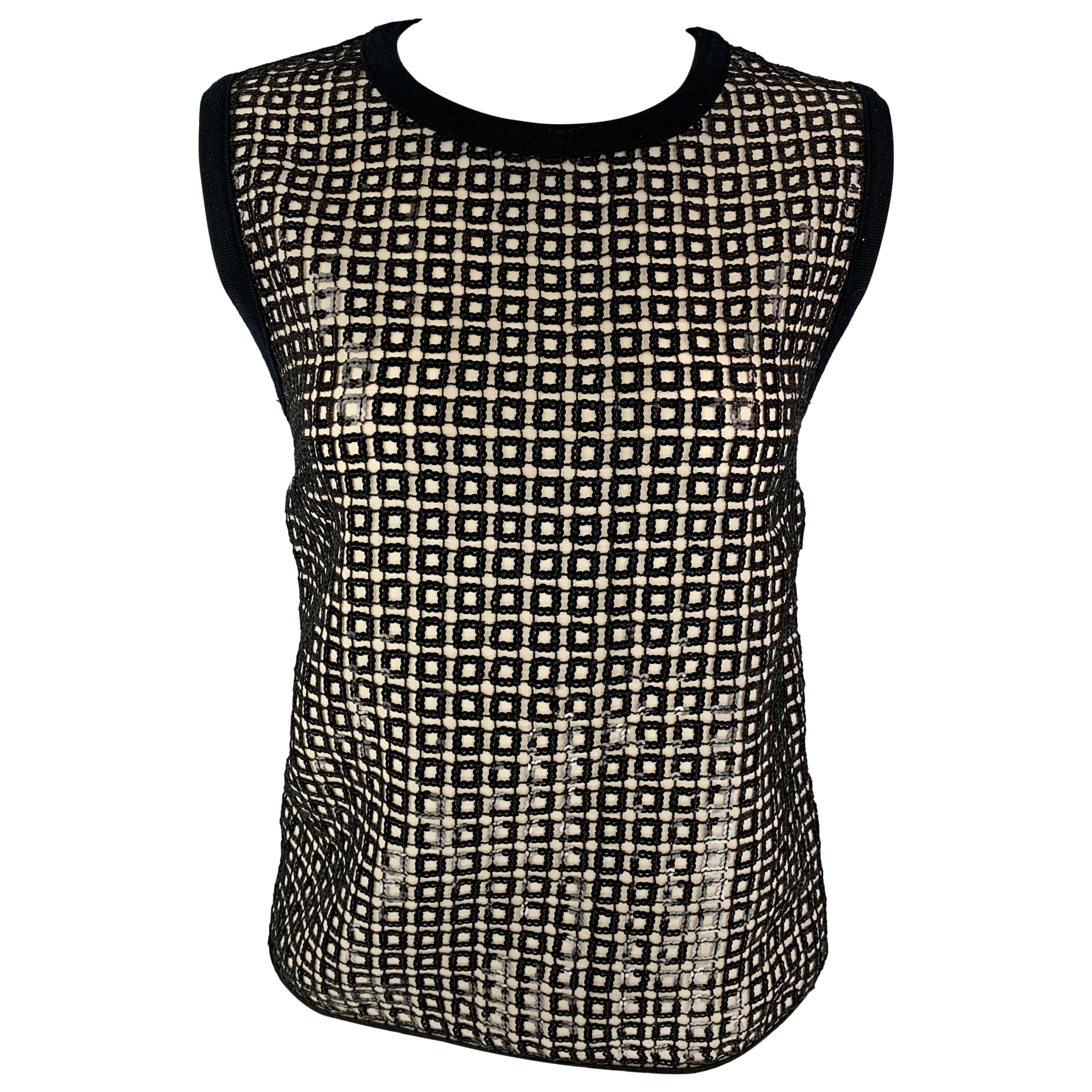 GIAMBATTISTA VALLI Size S Black Polyester Blend Sequined Tank Dress Top For Sale