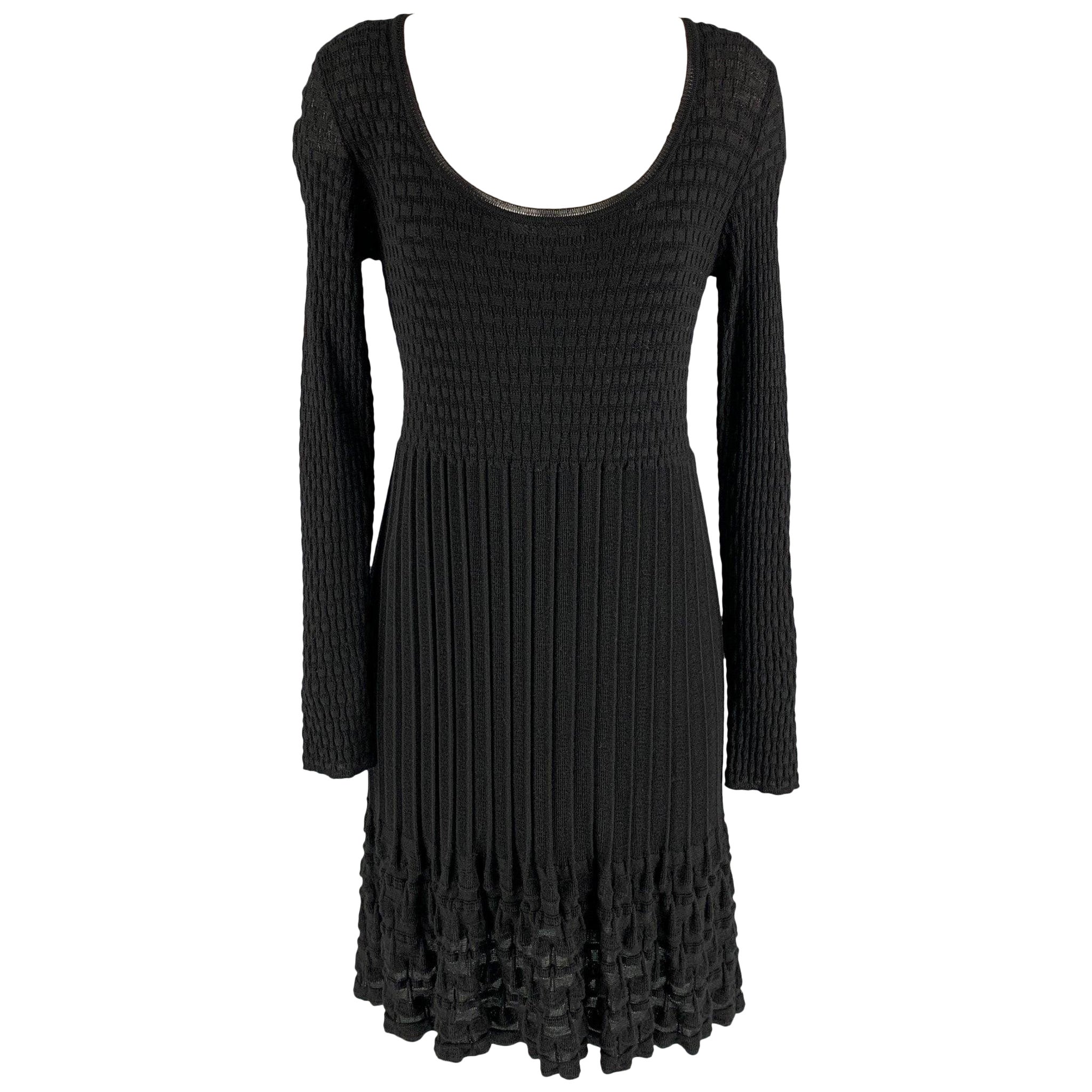 M MISSONI Size 8 Black Wool Blend Knitted A-Line Dress For Sale